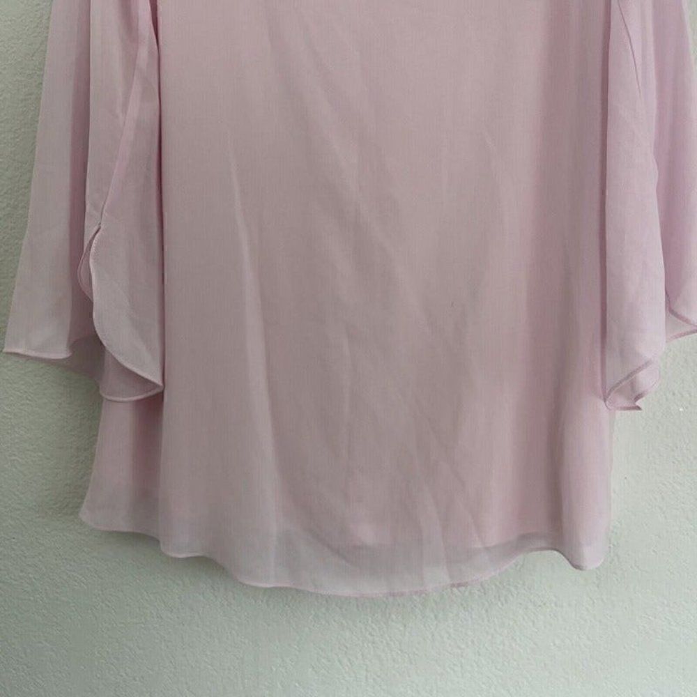 Grace Karin Womens Plus Size XXL Baby Pink Blouse Top Wide Split Flare Sleeves - Picture 7 of 9